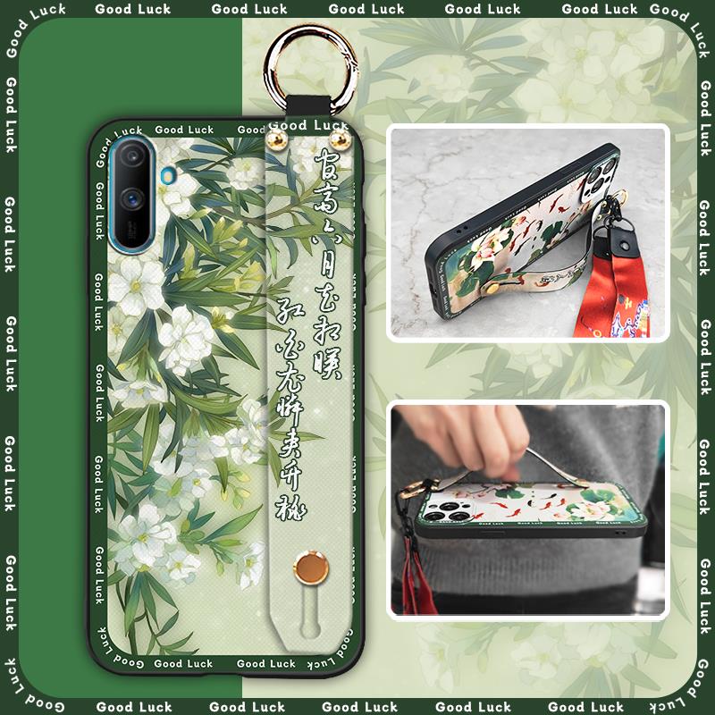 Elderly Lady Phone Holder Phone Case For OPPO Realme C3/C3i/Narz N10A Silicone Wristband Waterproof Shockproof Lanyard