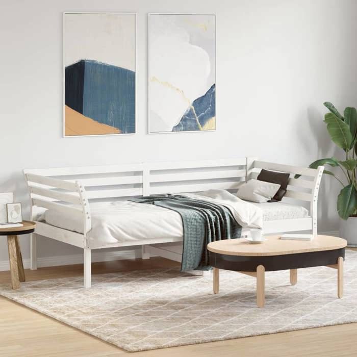 VidaXL Lit de Jour, Canapé-lit, Lit d'Invité, Meuble de Salon Chambre à Coucher Salle de Séjour, Moderne, Blanc 75x190 cm 842883