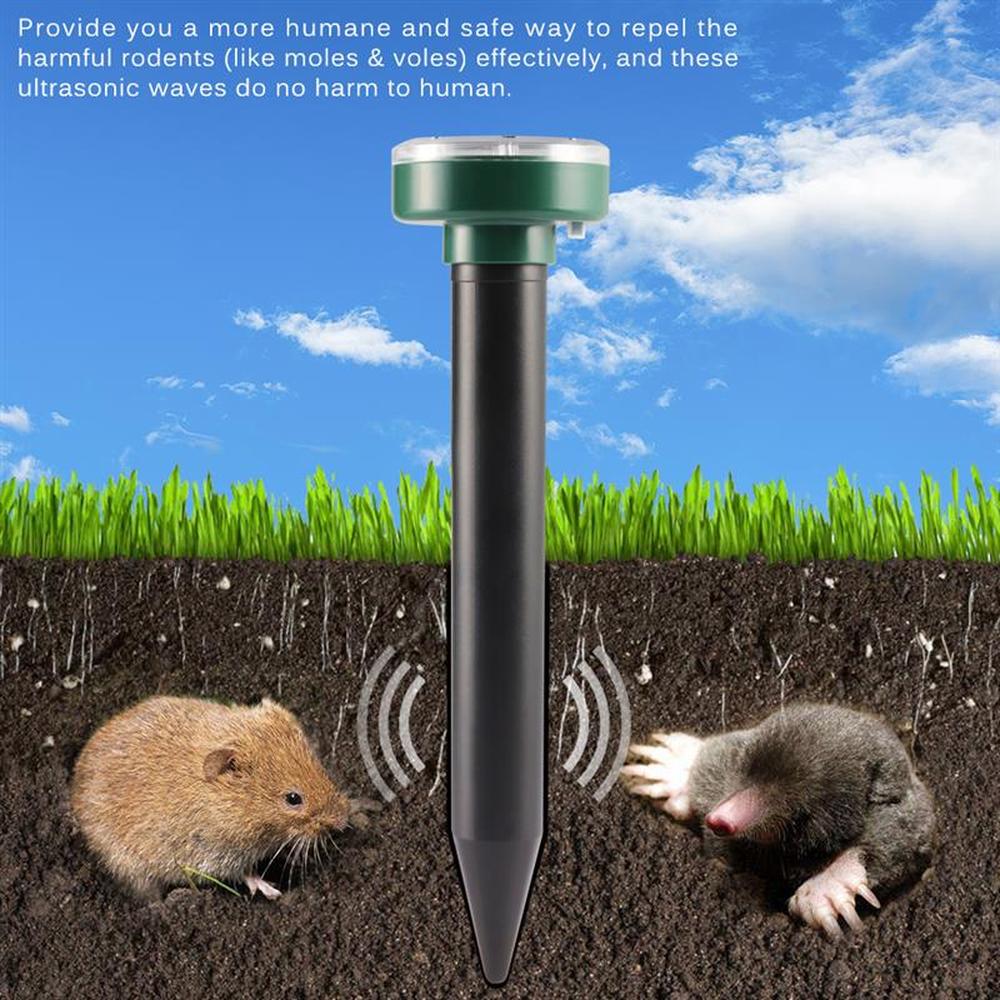 Outdoor Farm Garden Yard Mole Rat Repellent Solar Ultrasonic Spike Pest Deterrent Repeller