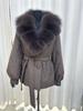 Autumn and Winter New Oversized Real Fox Fur Collar White Duck Down Jacket Medium and Long Waist Lace-up Thickened Warm Jacket
