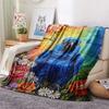 1PC Bohemian style Print FlAannel Blanket, High quality Comfortable for All Seasons, Home Decor, Warmth and Comfort