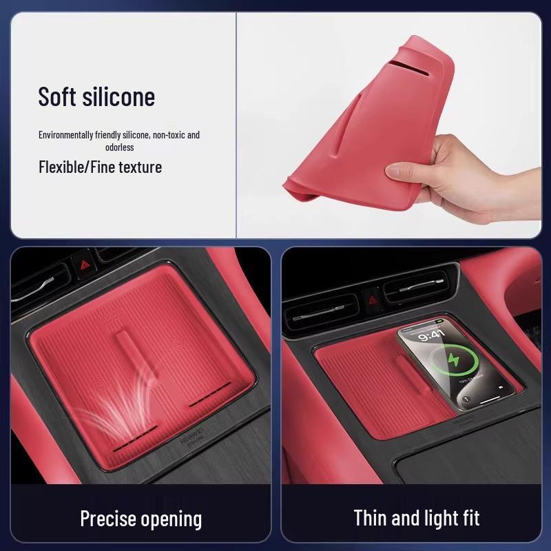 AITO M8 Center Console Cup Holder Wireless Charger & Armrest Storage Silicone Car Interior Decor.