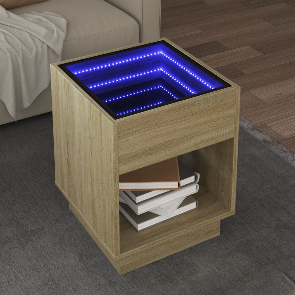 Infinity LED Coffee Table in Sonoma Oak 40 x 40 x 50 cm
