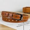 Pu Womens Leather Belt With Double Line And Hollow Design For Jeans Work And