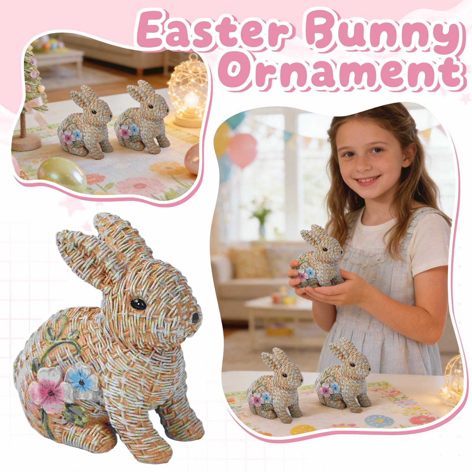 

Cute Easter Rattan Bunny Decoration For Home And Desktop Display One Size коричневий