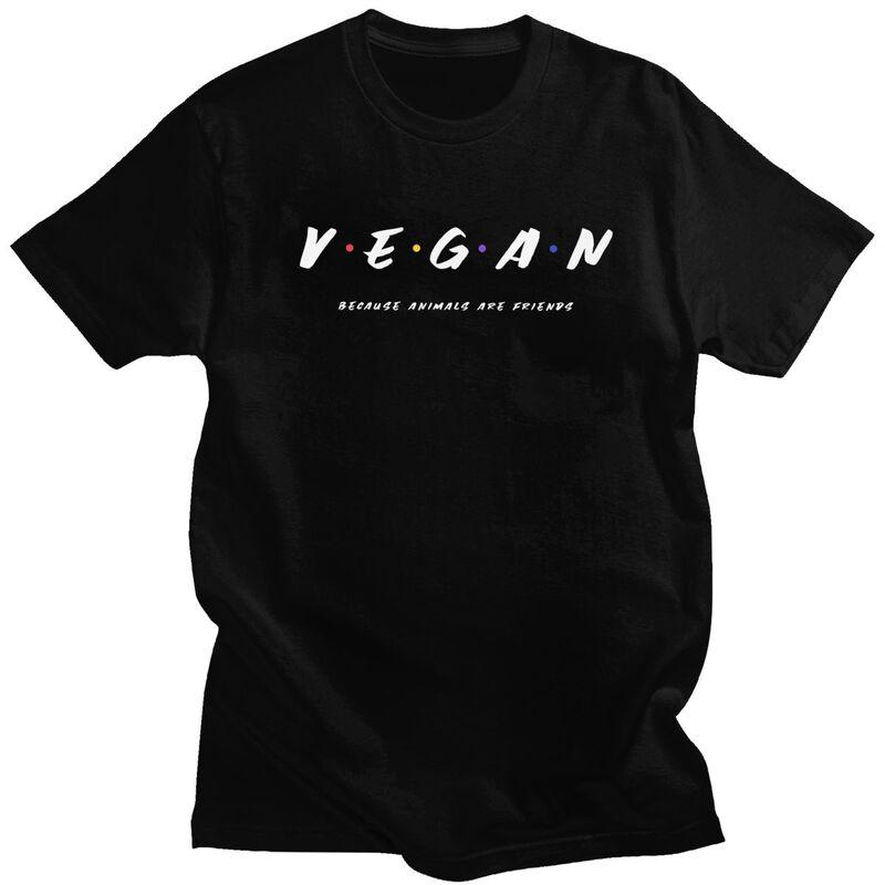 

Custom Fashion Vegan Because Animals Are Friends T Shirt Men Short Sleeve Veganism T-shirts Casual Tee Slim Fit Tshirt Gift -... 5XL різнокольоровий
