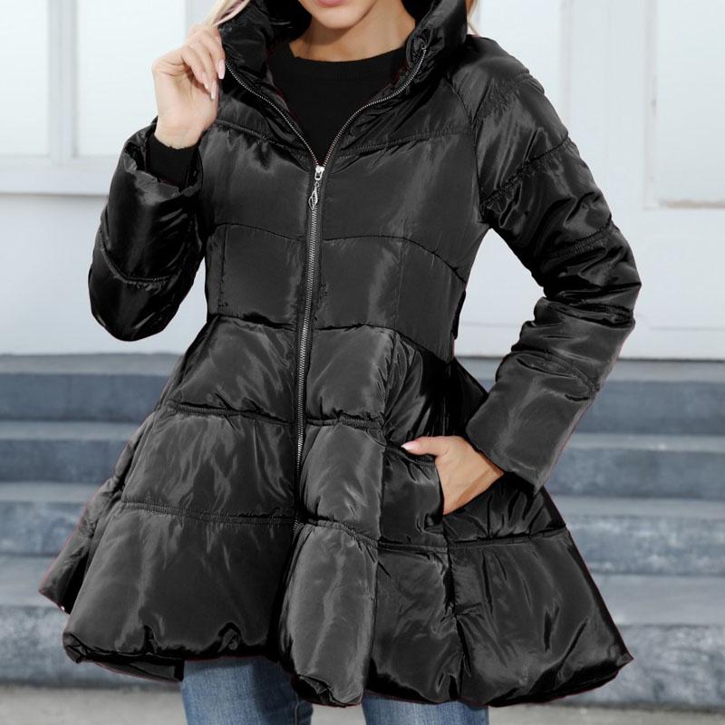 

Длинная парка с хлопковой подкладкой, платье-пуховик, женская зимняя куртка M чёрный