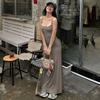Shemoda Fashion Style Kardashian Diamond In the Debris Printing Slip Dress Women's Stretch Silm Solid Color Sheath Long Dress