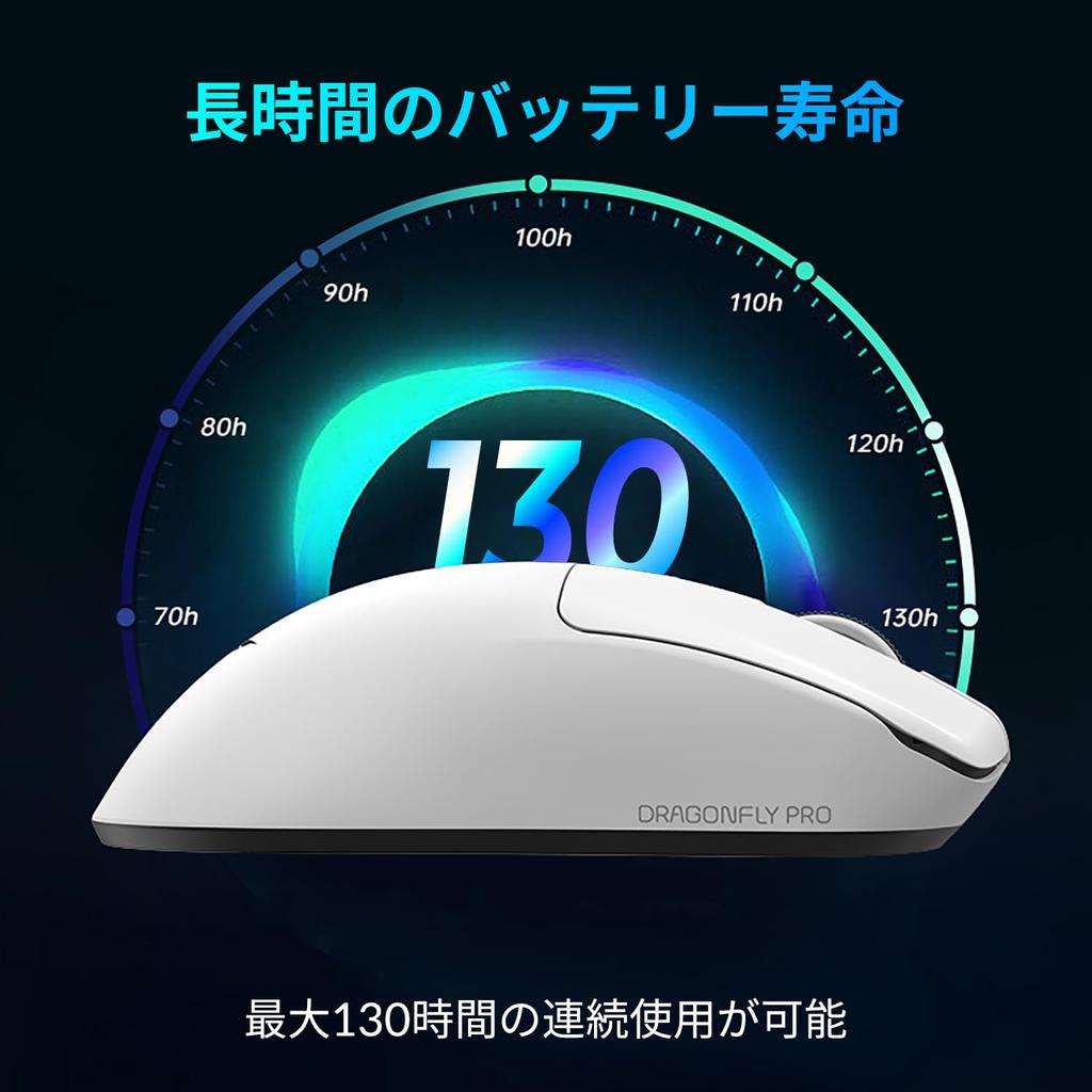 VGN Wireless Gaming Mouse Dragonfly F1 Pro Max White Lightweight 55g Pixart PAW3395 Operates Up To 130 Hours Compatible with Both Wireless and Wired 6