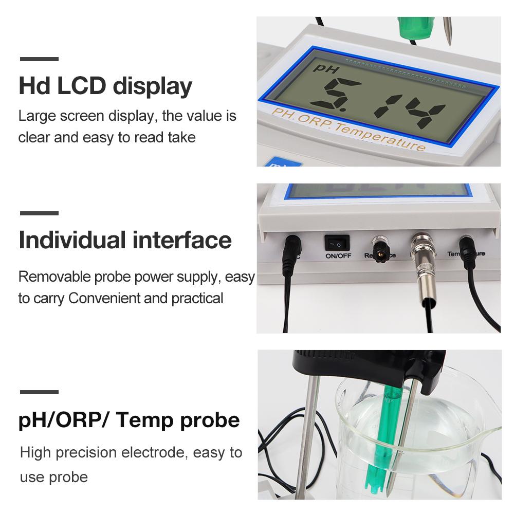 Bench PH Meter 3 In 1 Water QualityTester Lab PH Meter PHS-25C Bench pH/ORP/Temperature Meter for Lab Aquaculture Aquariums