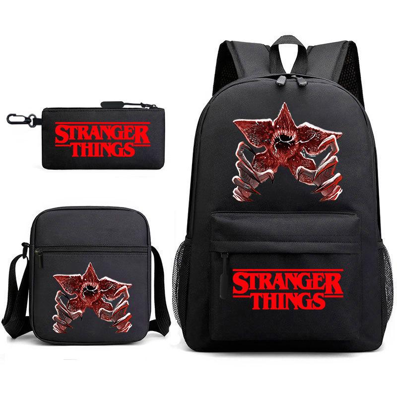 3 Piece School Backpack Set for Students Large Capacity Oxford Cloth Schoolbag with Shoulder Strap and Pencil Case
