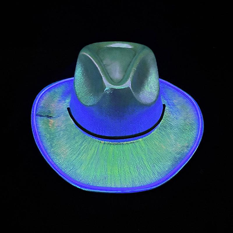 LED Light-Up Colorful Cowboy Hat for Halloween, Carnival, and Holiday Performances
