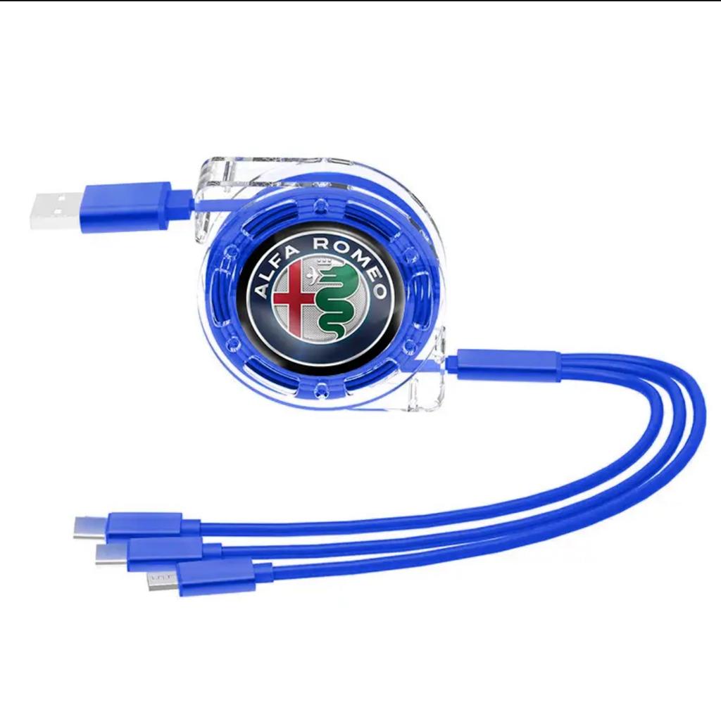 IJHD3 3 In 1 Portable Charging Data Cable Telescopic Charging Cable For Alfa Romeo Giulia Stelvio Giulietta 156 159 147 Mito Tonale GT