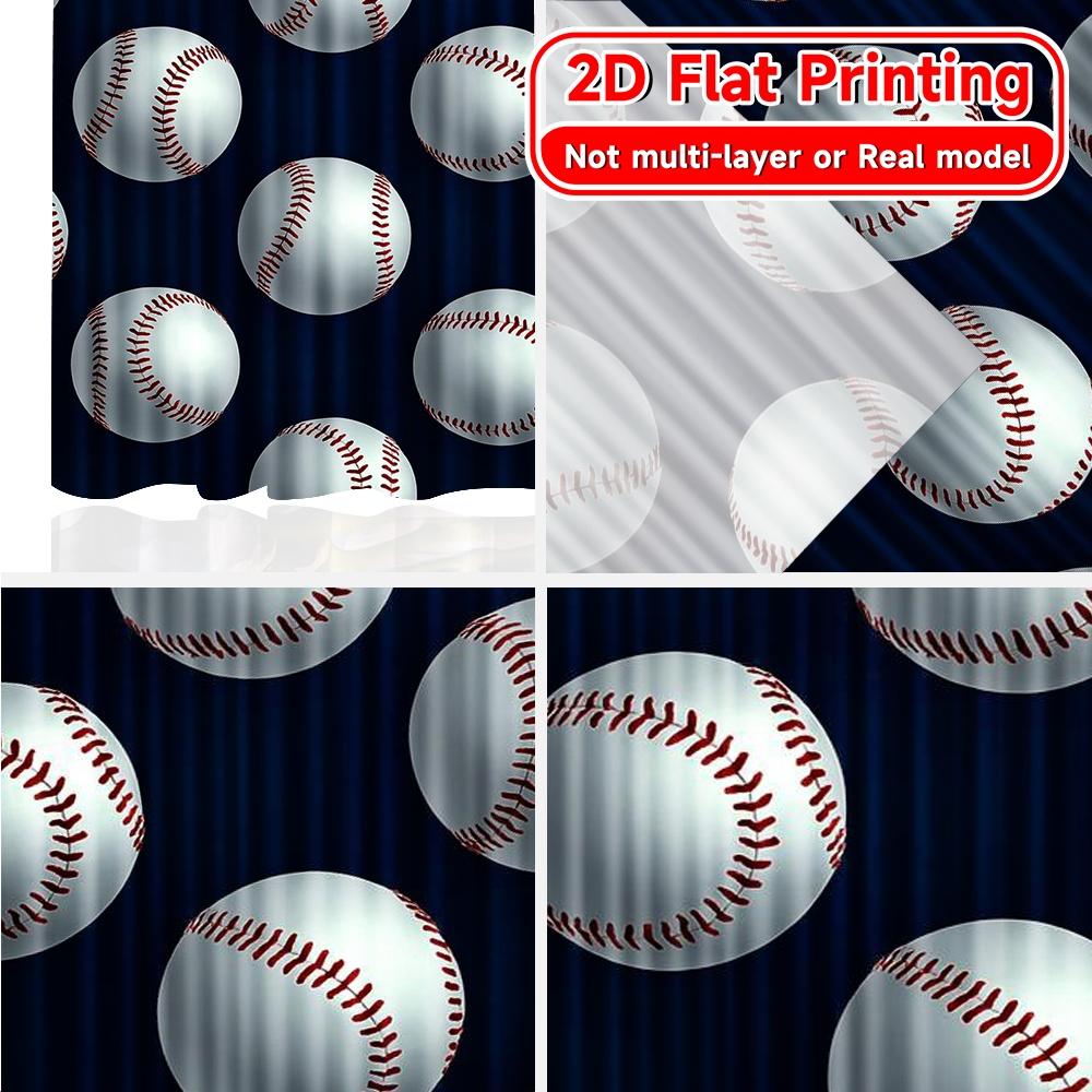 2D Flat Printing  2pcs Baseball Cascade Popular Contemporary Curtains Polyester Curtains Decorations Perfect for Study   Living