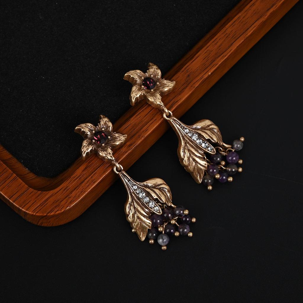 Amethyst Tassel Multi-Layer Necklace & Earring Set