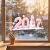 Static Window Clings for Christmas 2027 Clings, Snowman Snowflake Holly Glass Stickers, Easy Install Wall Decals Reusable Xmas Store Home Holiday