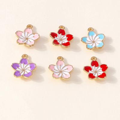 Cherry Blossom Enamel Charms - 13x16mm Mini Pendants for DIY Jewelry Making, Earrings, Necklaces & Bracelets