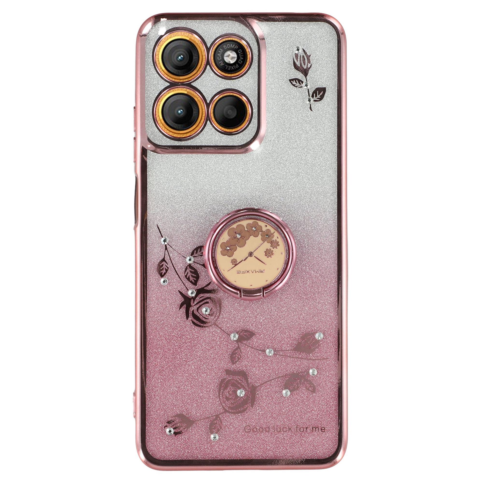 

KADEM Чохол для Motorola Moto G15 4G/G15 Power 4G з підставкою TPU Квіти Чохол для телефону Градієнт Блискітки C