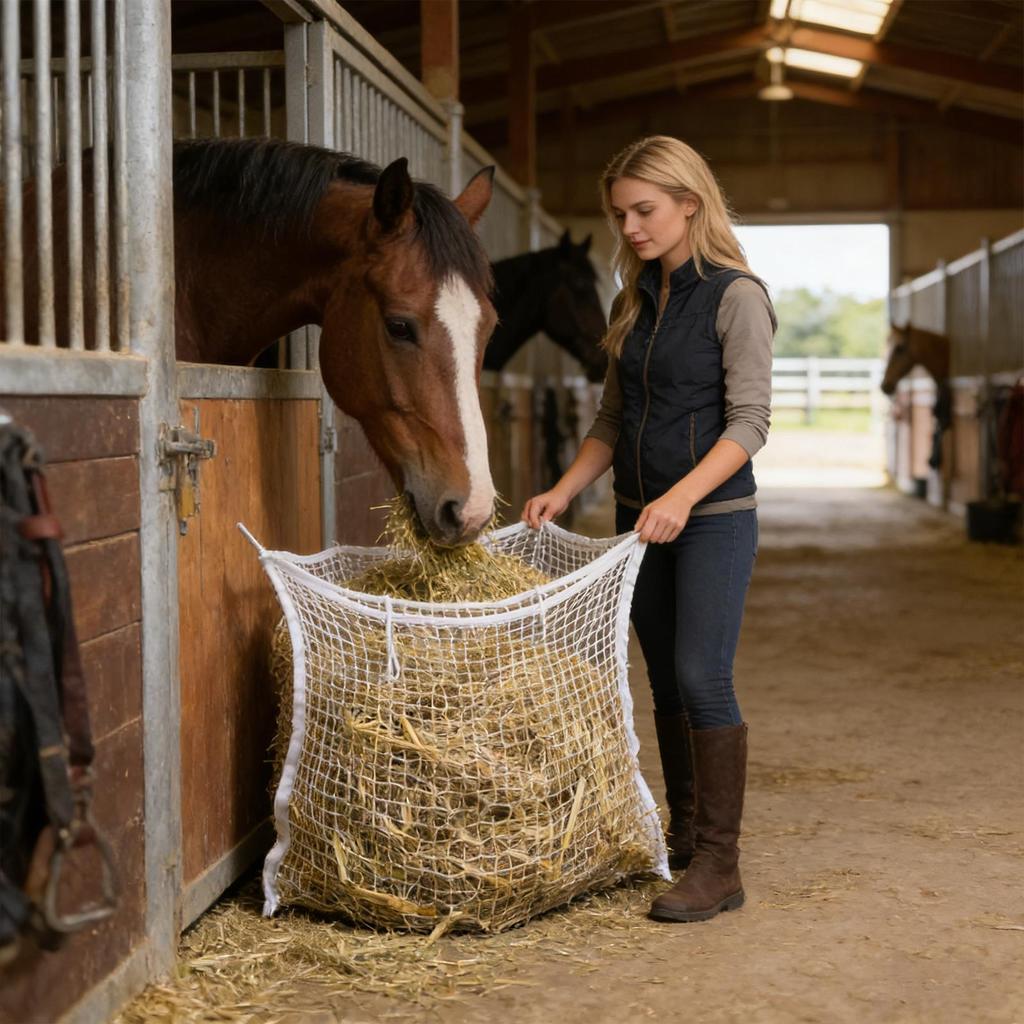 Horse Hay Feeder Bag Tear-Resistant Bite-Proof Goat Hay Feeder For Goats Sheep Horse Fences Trailers Stables Pastures Barn