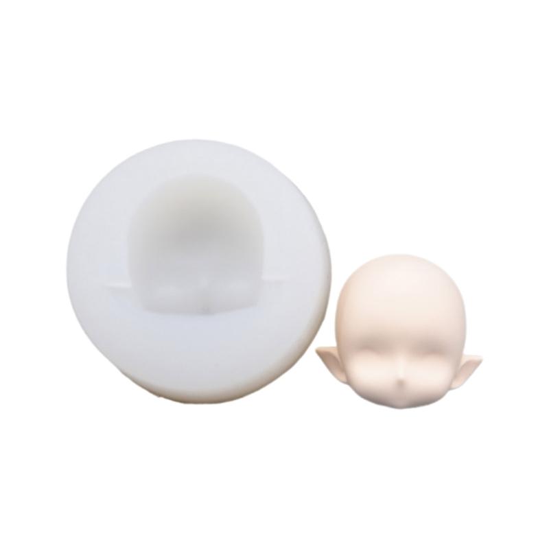 BJD Human Face Mold OB11 Soft Ceramic Q Version Happy Closed Eyes Ultra Light Clay Fondant Silicone Mold 4.5cm 6cm