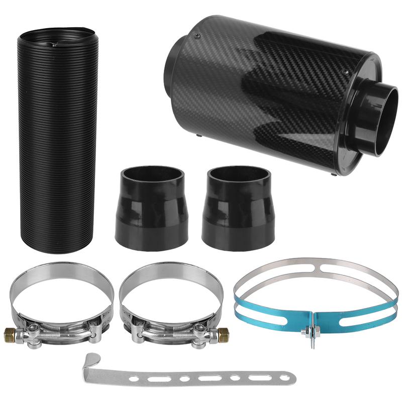1 Set Pipe Hose Kit Feed Enclosed Intake Induction Universal Fiber Intake Filter Box Car Carbon Fibre Cold Air Filter
