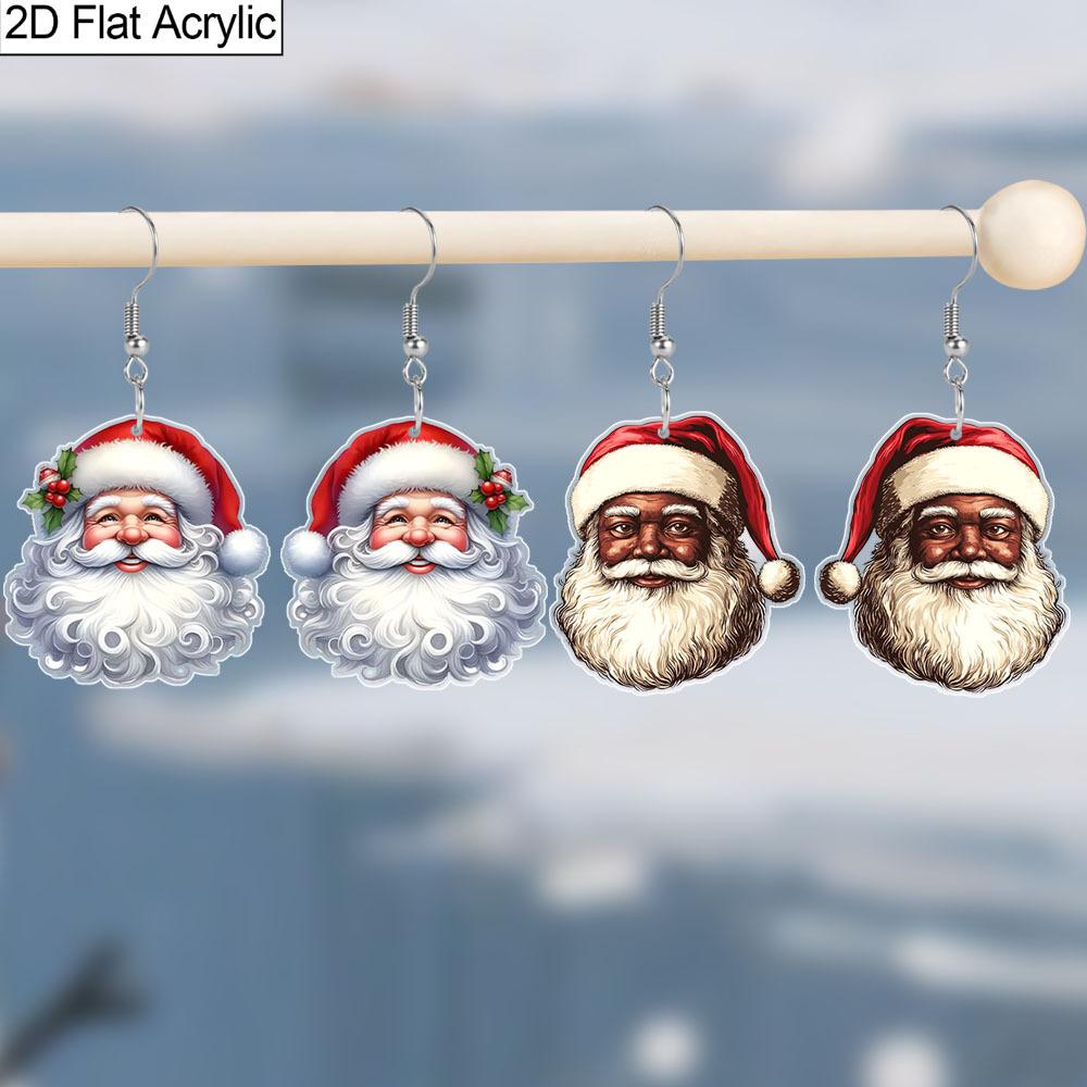 Christmas Gift Acrylic Women Fashion Drop Earrings, Rustic Santa Claus Shape Design Earrings Jewelry for Women's Daily Wear and Holiday Party Wear