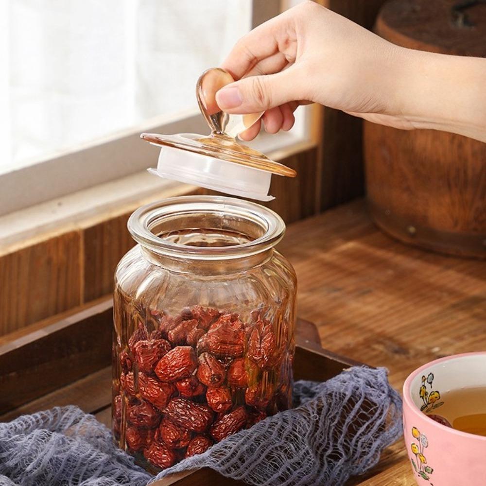 Transparent Pickle Jug with Shape Lid Jam Jar Wine Bottle Food Storage Container  Home