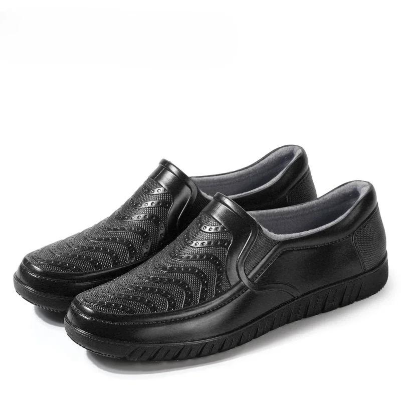 Fashion Black Cooking Ankle Short Rain Boots for Men Chef Kitchen Fashion Low Gum Without Lacing Waterproof and Non-slip Pvc Man Shoes
