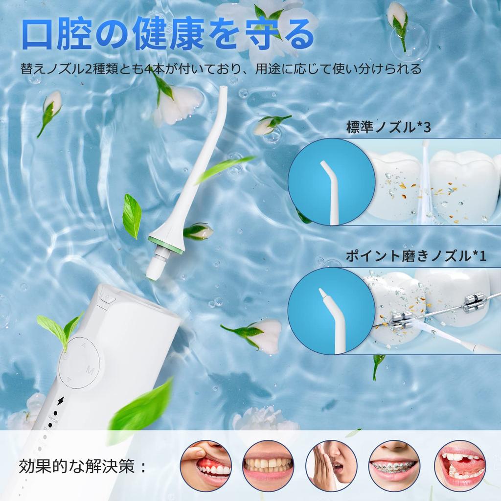 IGYLAR Y205N Cordless Rechargeable Oral Irrigator Jet Washer with 5 PSI Water Pressure 300ML IPX7 4 Replacement and a Portable Storage Pouch Modes,