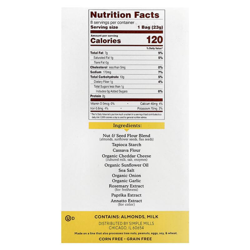 Almond Flour Crackers, Farmhouse Cheddar, 8 Packs, 0.8 oz (23 g) Each