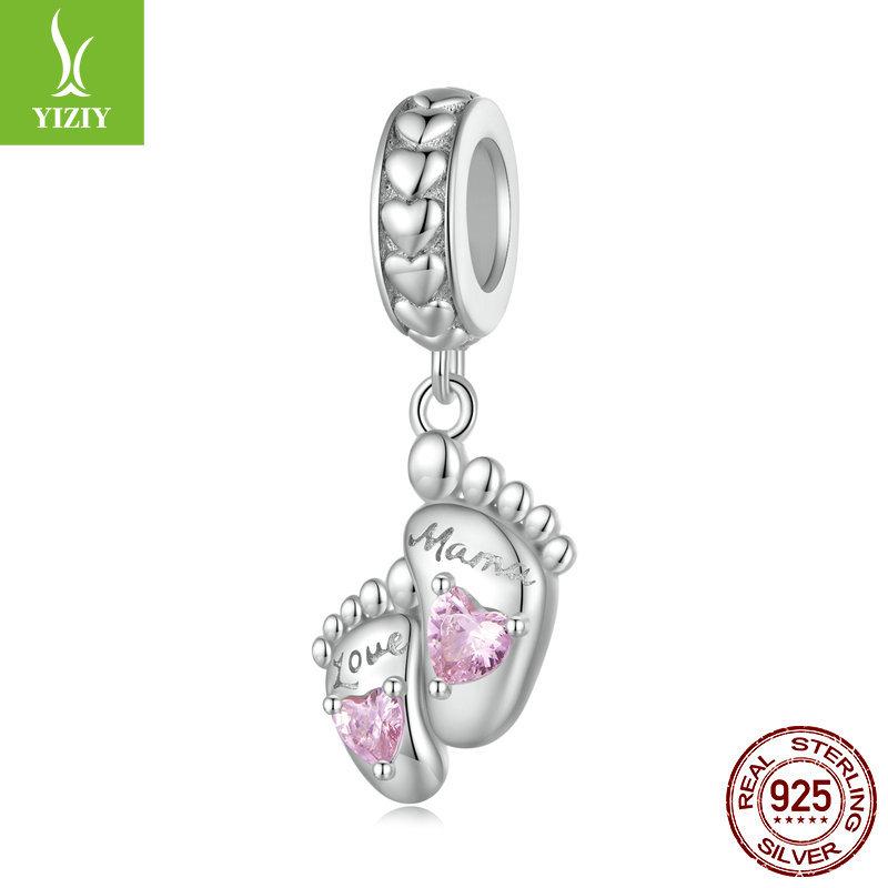 Pink Love Mother'S Day Series Bracelet Beads, Great Mother'S Love S925 Silver Beads Loose Beads