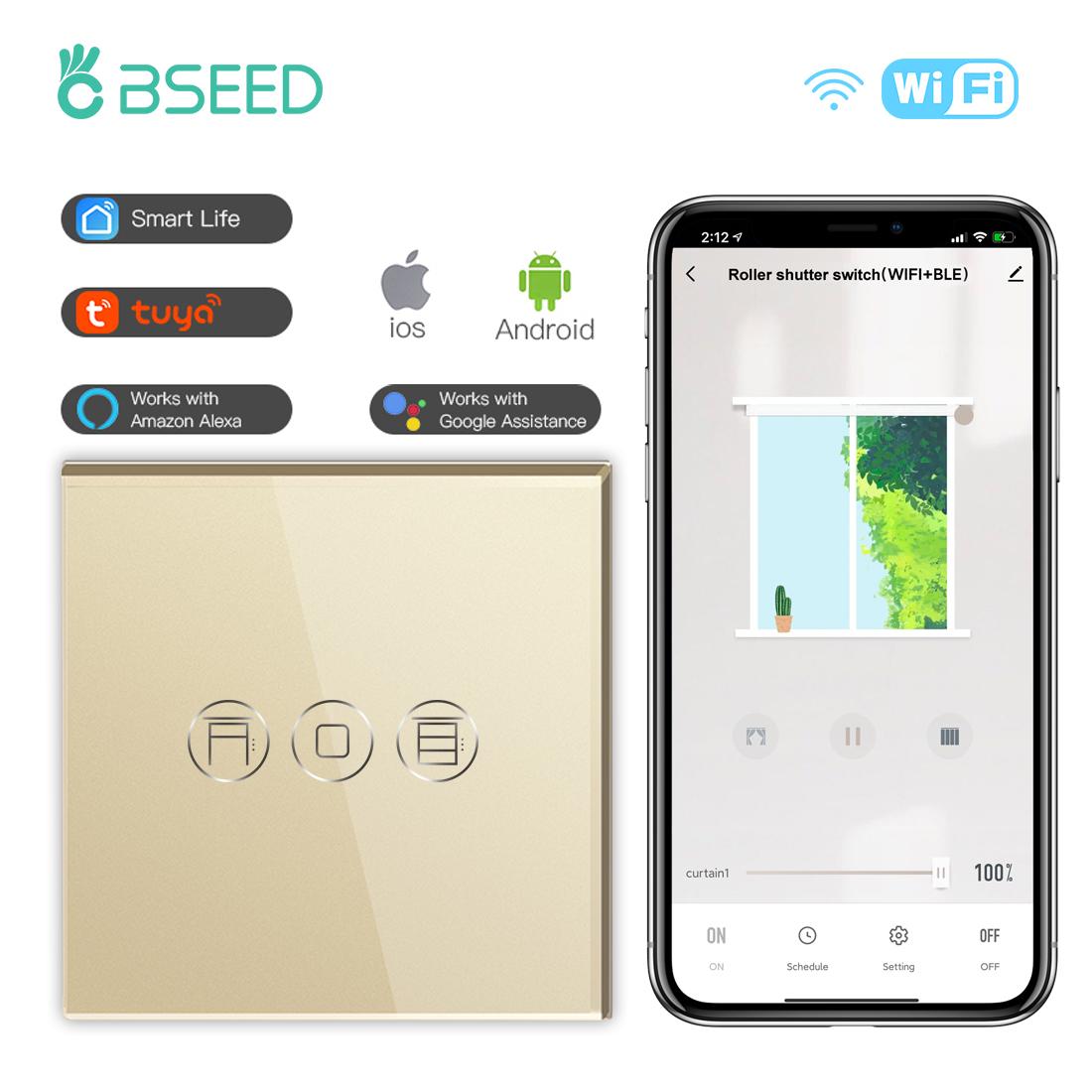 

BSEED Wifi Roller Shutter Touch Switches Smart Light Blinds Switch Tuya Smart Life App Plus Normal EU Power Sockets USB Type-c EU standard