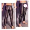 Pánské sexy dlouhé kalhoty průhledné olejově lesklé ultratenké strečové legíny lesklé ledové Silky Comfort úzké kalhoty
