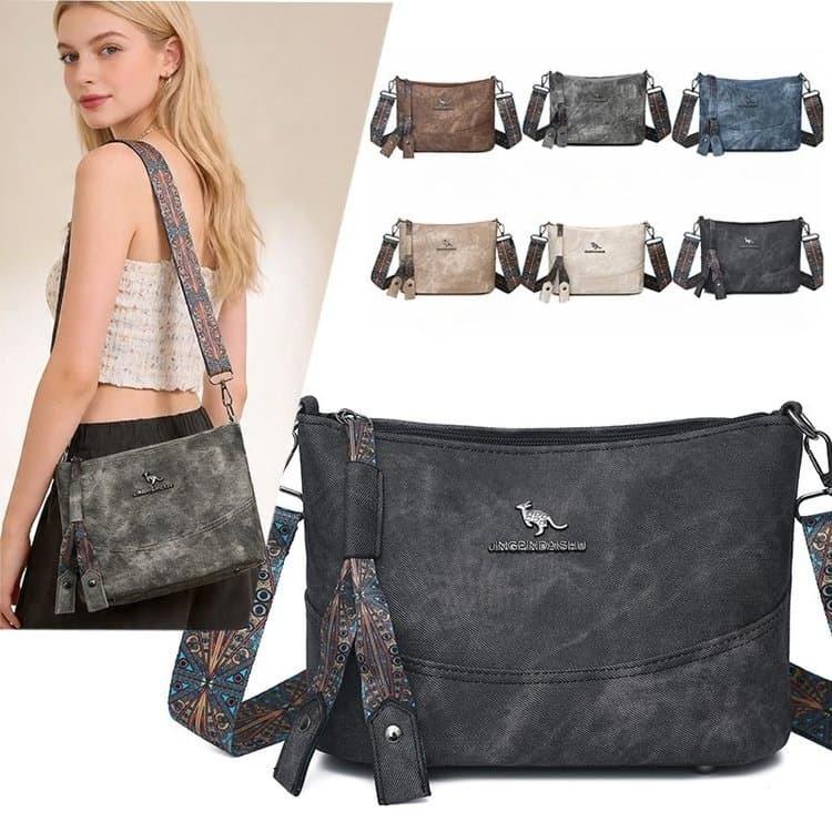 Retro and old textured soft leather messenger bag shoulder bag