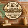 2D Flat, 1pc, German Funny Dog Sign Aluminum Pet Decor, Verrückte Hunde Leben Hier, Retro Wall Decor, Bedroom Door Decor, Outdoor Plaque & Wall Art