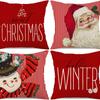 New Christmas Pillow Cushion Dwarf Elk Santa Claus Series Sofa Decoration Linen Pillow Cover