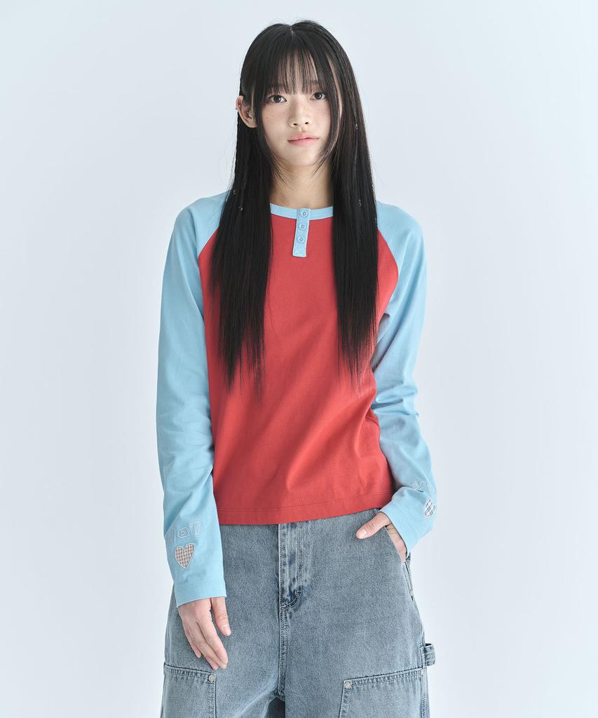 CGP (Women) Raglan Henley Neck Long Sleeve - Red