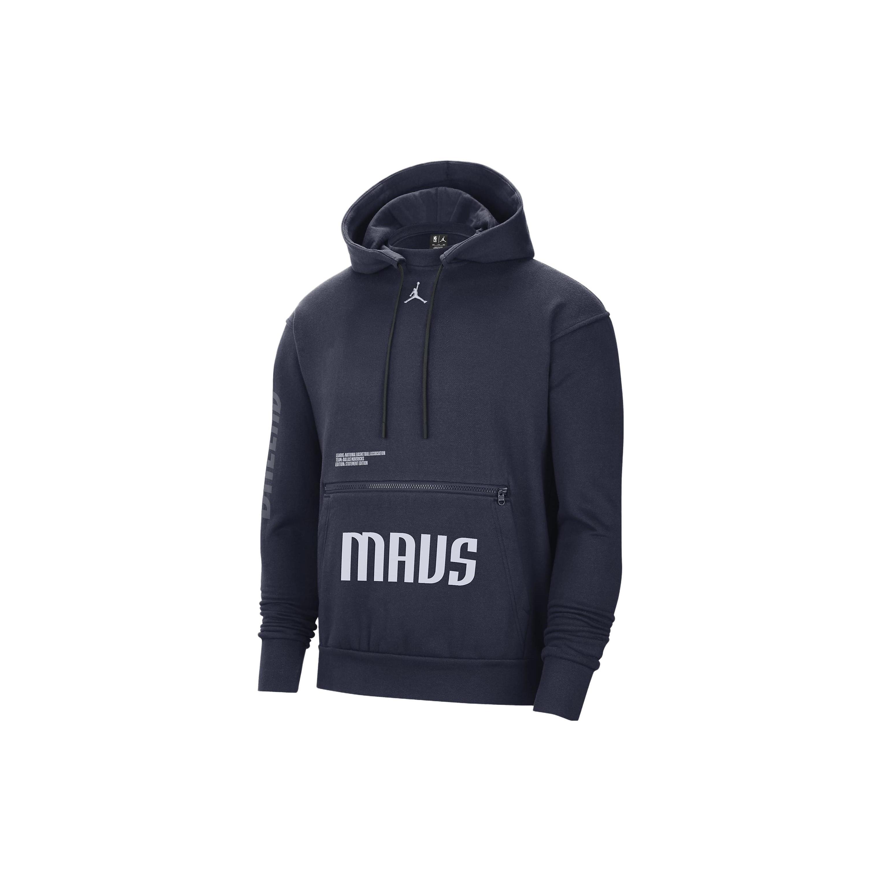 Air Jordan Dallas Mavericks Courtside Statement Edition NBA Fleece Pullover Hoodie Navy Men s DR7000-419 L