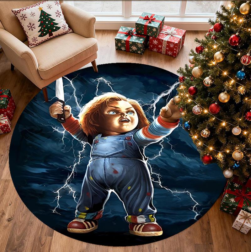 horror movie Pattern Round Rug, Indoor/Outdoor Mat, for Picnic, Gameroom, Bedroom, Office, Living Room, Home Decor Carpet, Birthday Gift