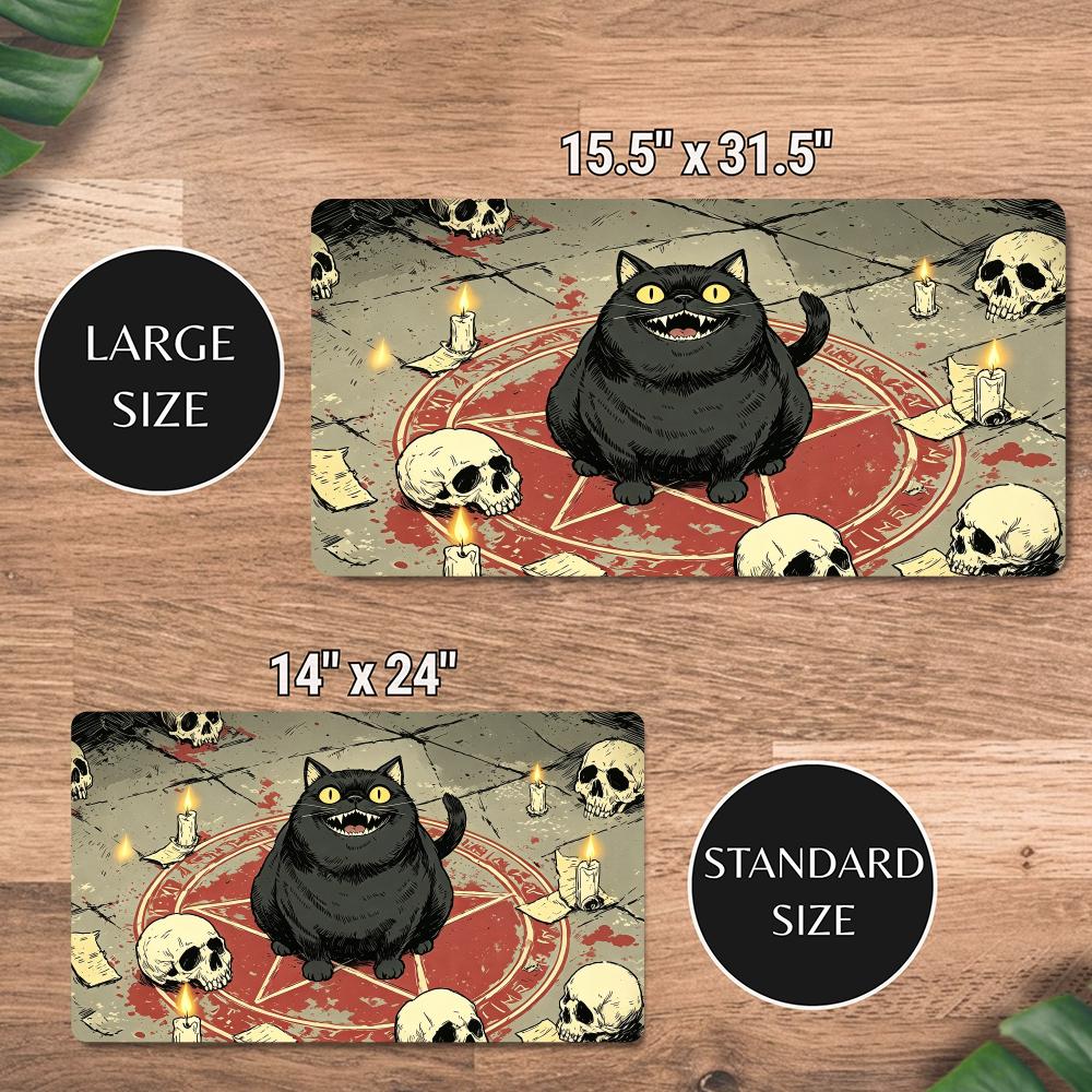 Dark Fun Black Cat Magic Party Play Mat Durable Rubber for MTG&TCG Games 35X60cm Mouse Pad PC Offices Desk Mats Friendly Design