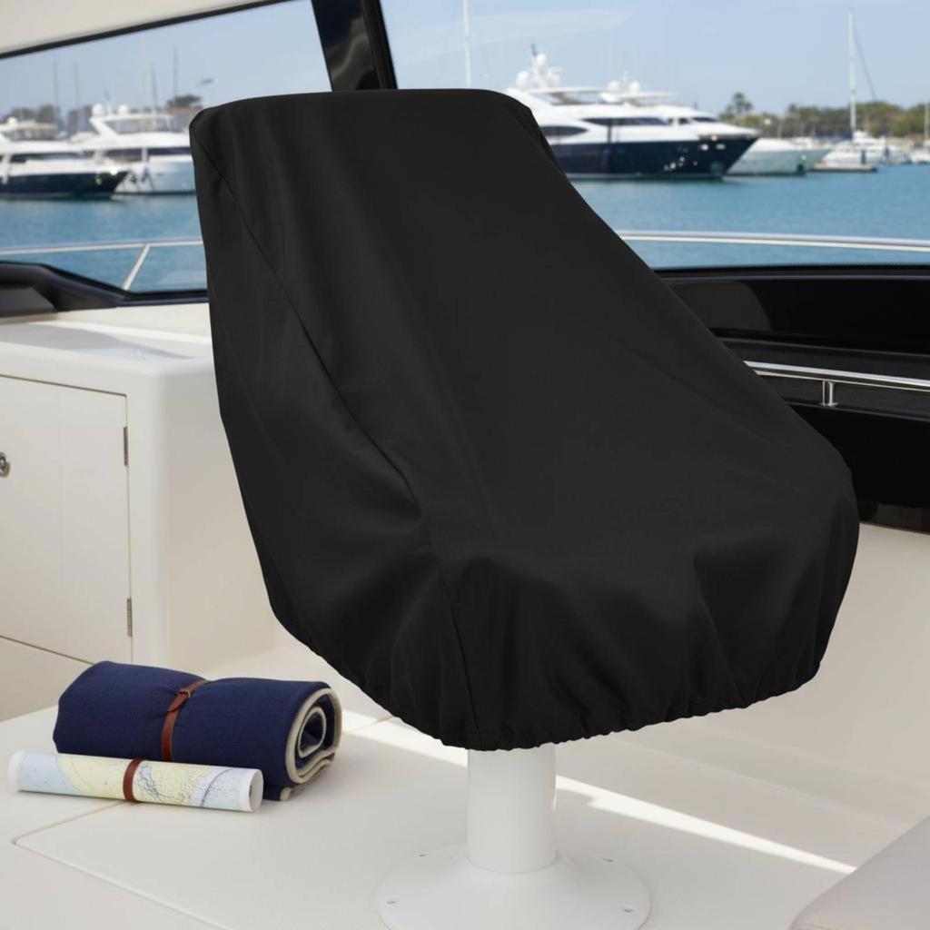 Waterproof Boat Seat Cover Black Helm Quick Removal for Yacht
