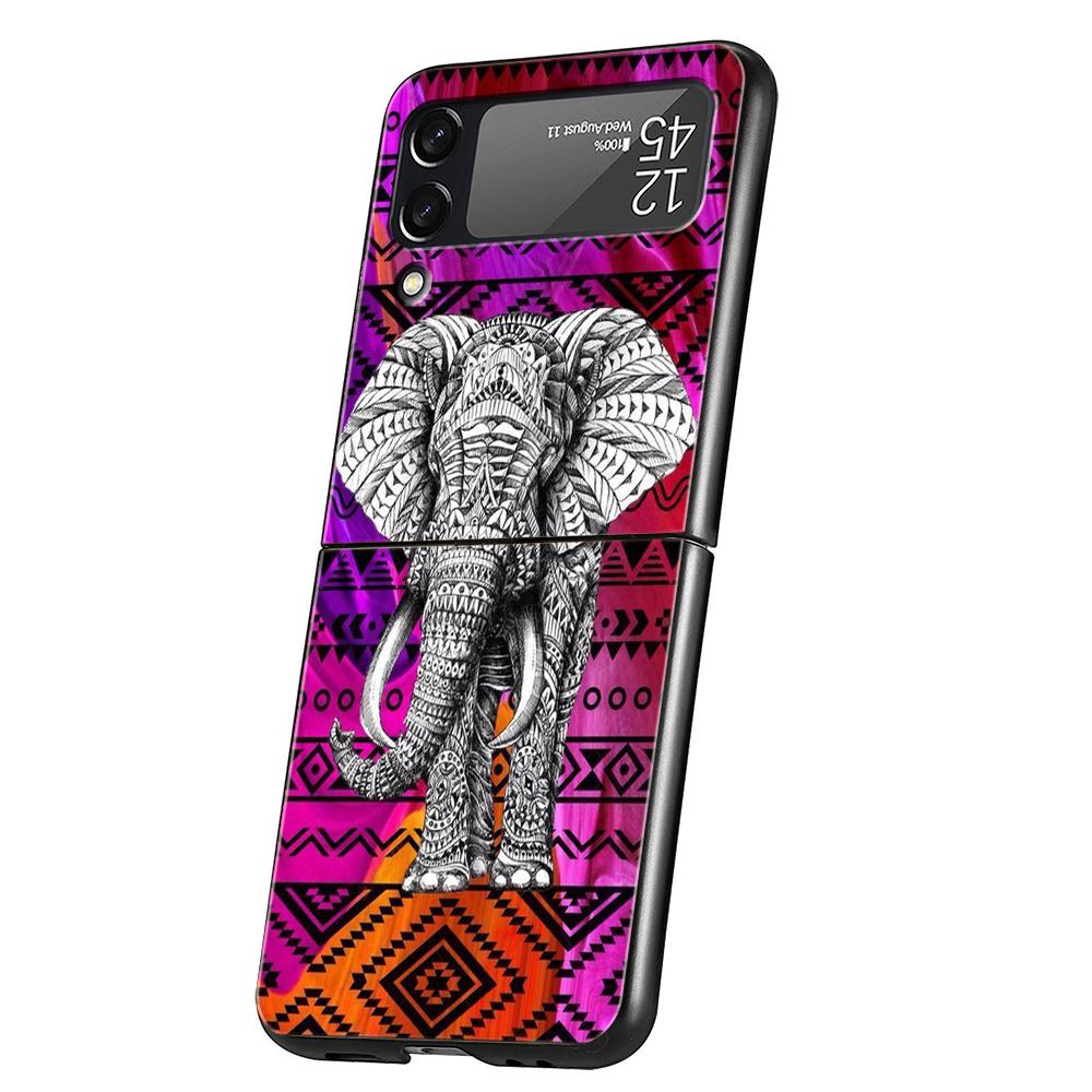 

lephant Phone Cover For Samsung Galaxy Z Flip 4 Case Black For Samsung Z Flip 3 5G Hard PC Luxury Foldable Shell Funda Coque Bag Z Flip 3