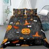 Happy Halloween King Queen Duvet Cover Orange Pumpkin Bedding Set Boys Teens Adults Bats Horror Festival Polyester Quilt Cover