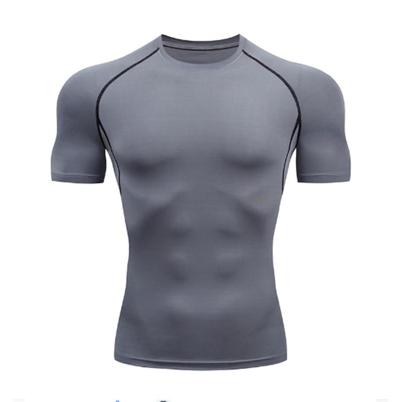 Men's Stretch Compression Tee Shirt Fitness Gym Sports Running T-Shirt Quick Dry Breathable Basketball Training Short Sleeve Top