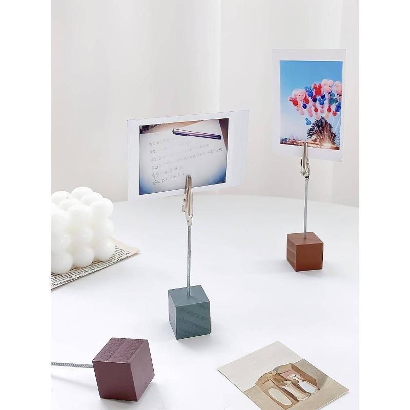 Retro Color Wood Memo Clip Table Wooden Display Stand Mini Holder For Notes Photo Card Desk Accessories Back To School