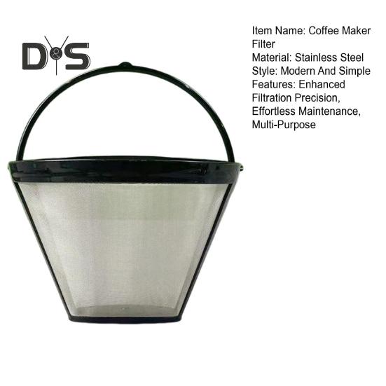 Filtru de cafea din oțel inoxidabil pentru aparat de cafea, reutilizabil, cu mâner încorporat, fără BPA, plasă fină, strecurătoare de cafea, coș de filtru pentru aparat de cafea