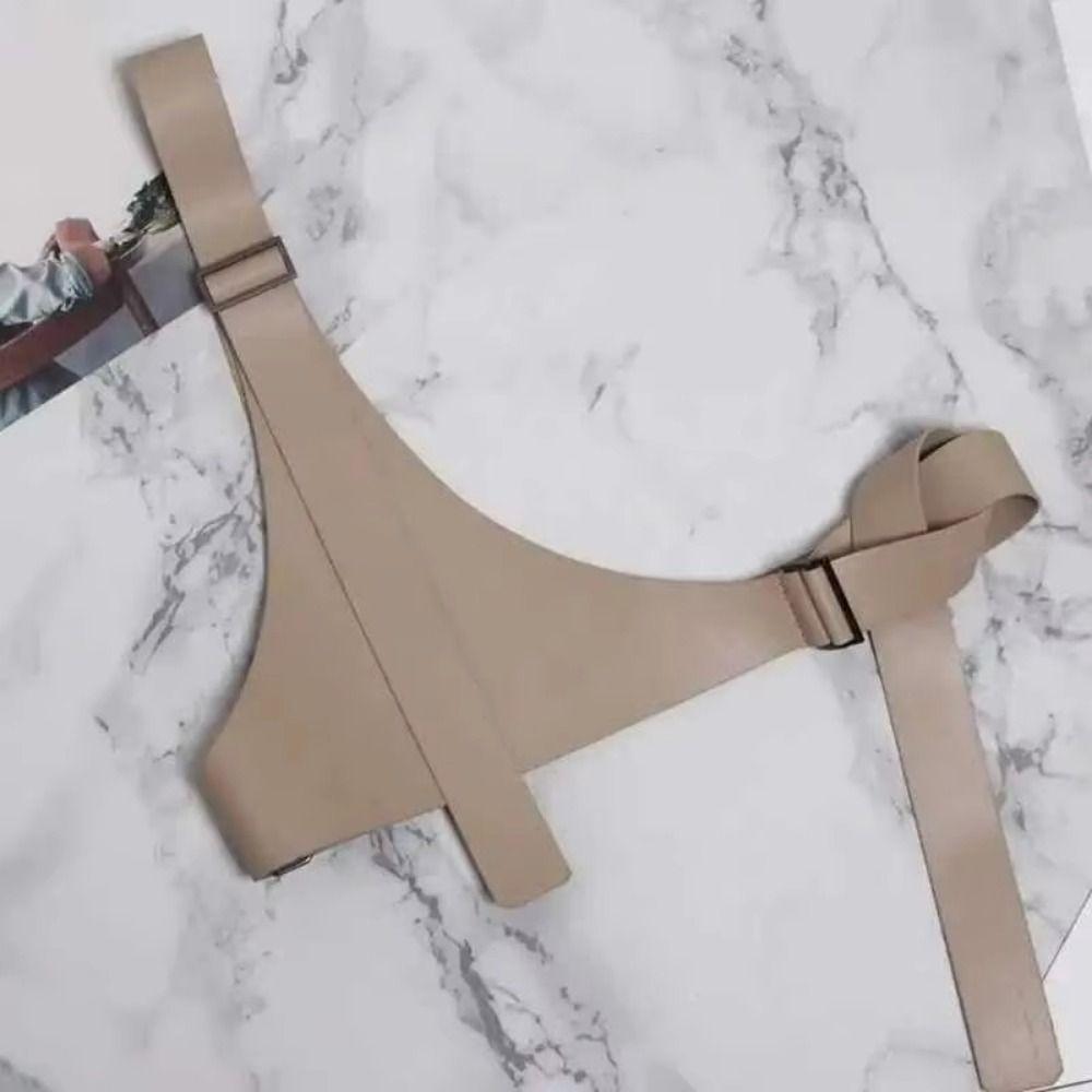 Irregular Design One-shoulder Strap Belt PU Leather Dress Cummerbunds Body Suspender  Autumn