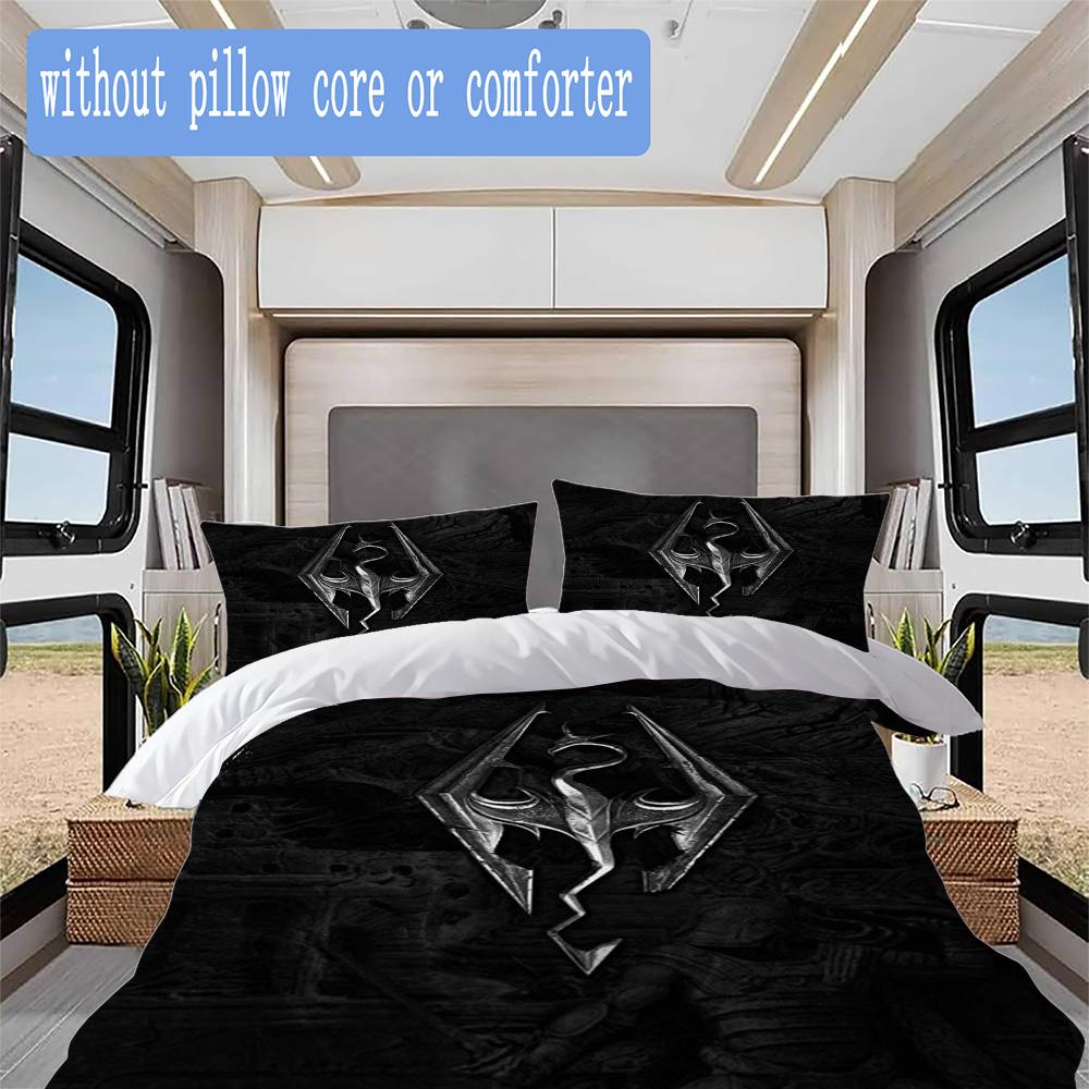 The Elder Scrolls Pattern Bedding,Quilt Set Quilt Cover Pillowcase Home Birthday Gift (1*duvet Cover+2*pillowcase,without core)XSJT0917074