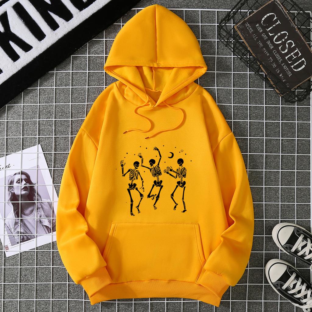 Mingxin Cross-border Women's Clothing Supply Chain Halloween Three-person Skull New Sweater Loose Large Size Women's Coat