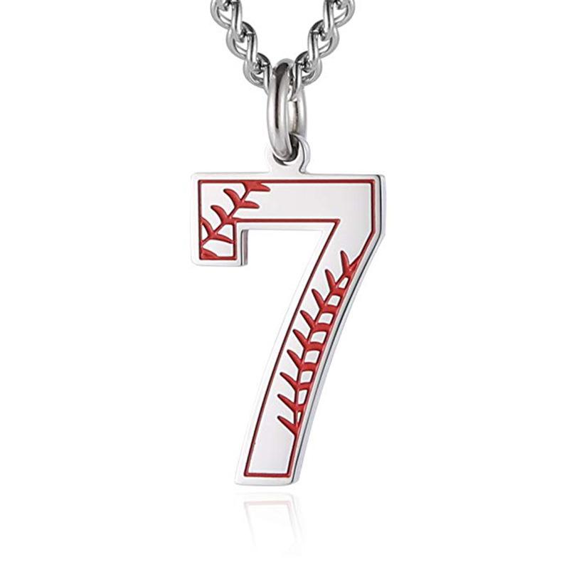 INS trendy stainless steel European and American fashion outdoor digital baseball necklace men's accessories titanium steel pendant